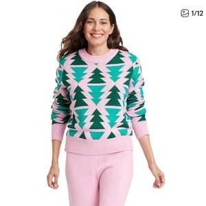 Grayson Threads Pink and Teal Alpine Sweater